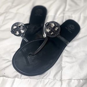 TORY BURCH BLACK MILLER JELLY - with sequined logo